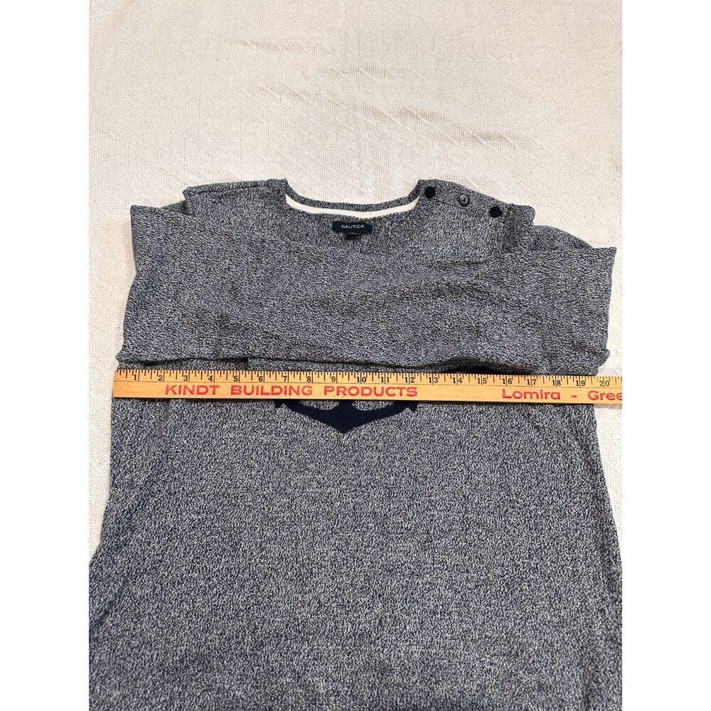 Nautica Heathered Navy Anchor Cotton Sweater Size Large - Picture 7 of 7